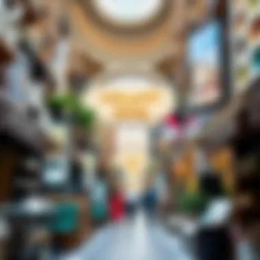 Dubai Home Goods Marketplace A vibrant marketplace scene featuring both local and international home goods retailers in Dubai.