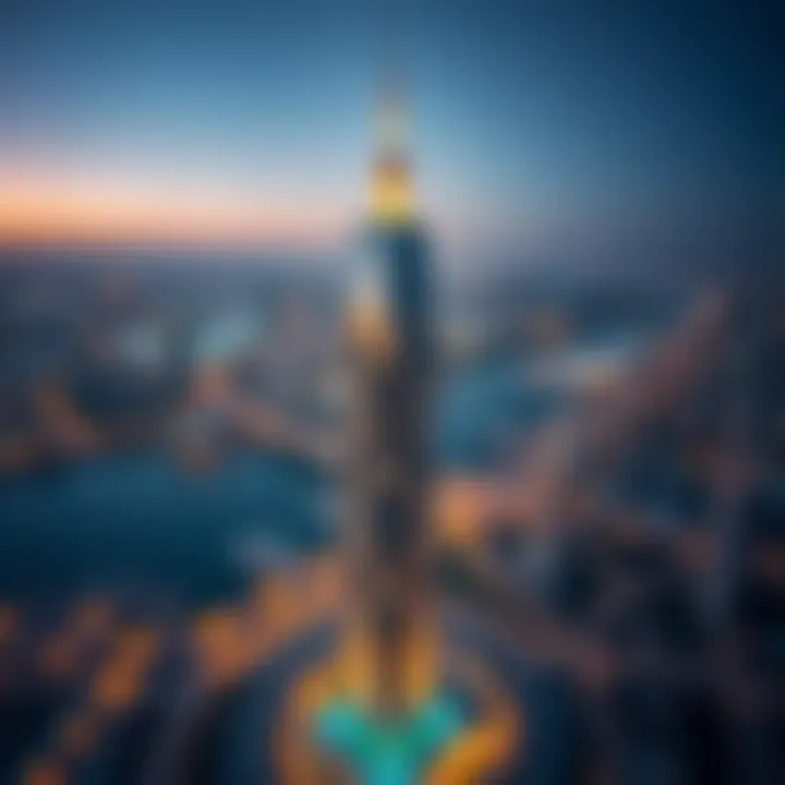 Aerial view of Afamia Tower showcasing its architectural elegance