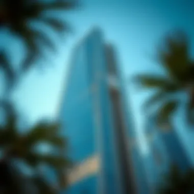 Detailed View of Ajman Tower's Architecture Close-up of Ajman Tower's unique architectural features and facade details.