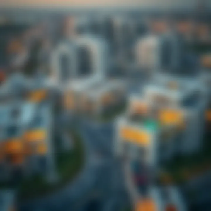 Modern Architecture of Al Furjan Aerial view of Al Furjan showcasing its modern architecture