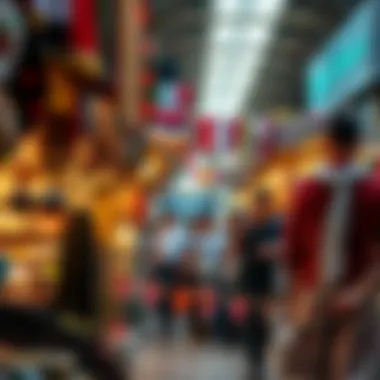 Diverse Shopping Experience at Al Seef Market Vibrant stalls filled with traditional crafts and modern goods reflecting Dubai's cultural richness.