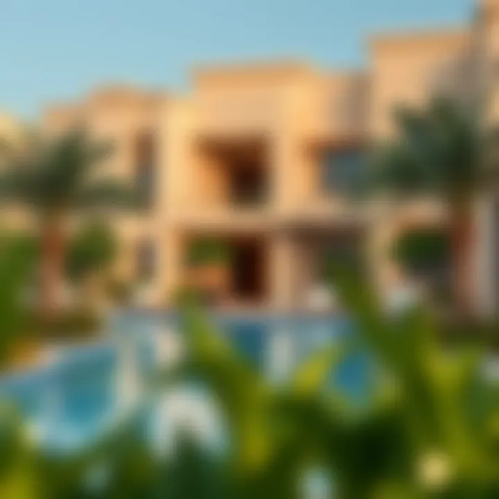 A vibrant neighborhood with various amenities near villa locations.