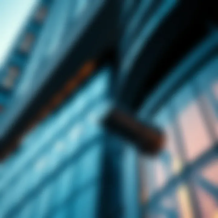 Close-up on architectural details of Aspect Tower