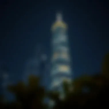 Night-time illumination of Aspect Tower showcasing its architectural brilliance