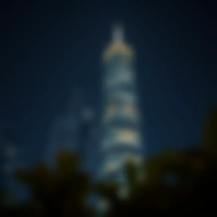 Night-time illumination of Aspect Tower showcasing its architectural brilliance