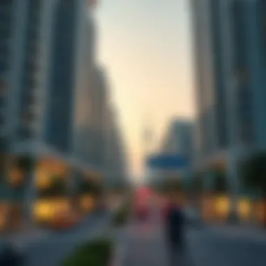 Modern residential buildings adjacent to BurJuman indicating real estate potential