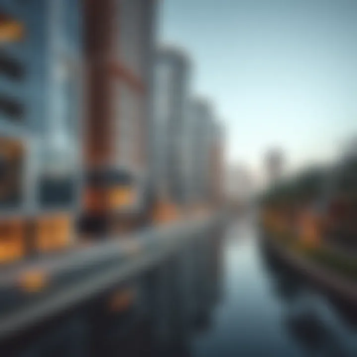 Modern Architectural Marvels by the Canal Modern architecture of canal view buildings in Dubai