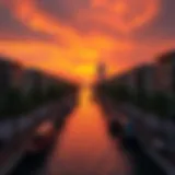 Stunning sunset view over a canal in Dubai