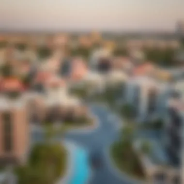 Panoramic view of budget-friendly neighborhoods in Dubai showcasing modern architecture and green spaces