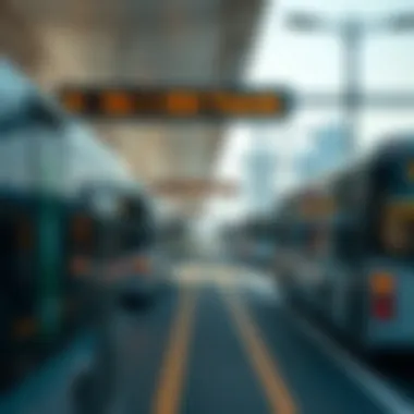 Public transport system in Dubai highlighting buses and metro stations in affordable areas