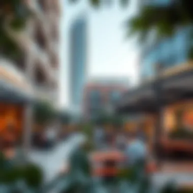 Vibrant community spaces in Bay Square promoting social interaction