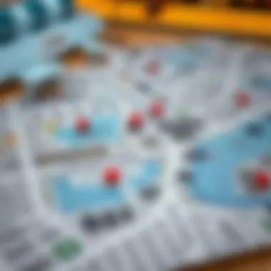 Map illustration pinpointing key locations and facilities in Business Bay