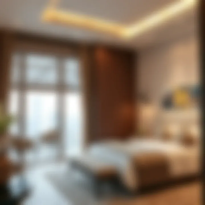 Luxurious room interior highlighting contemporary design and amenities