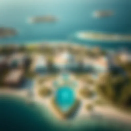 Aerial View of Dream Island Aerial view of Dream Island showcasing luxurious villas and green spaces