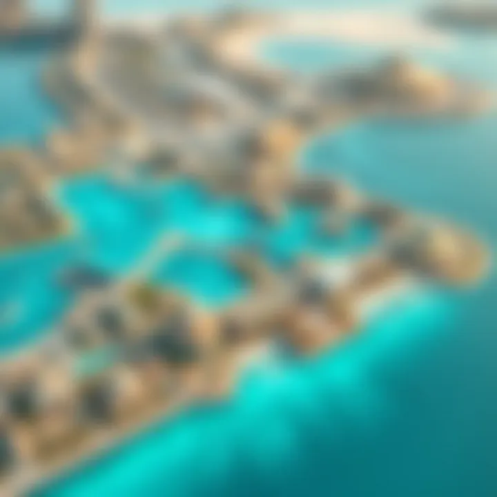 Conceptual map highlighting the strategic location of Dream Island in Dubai