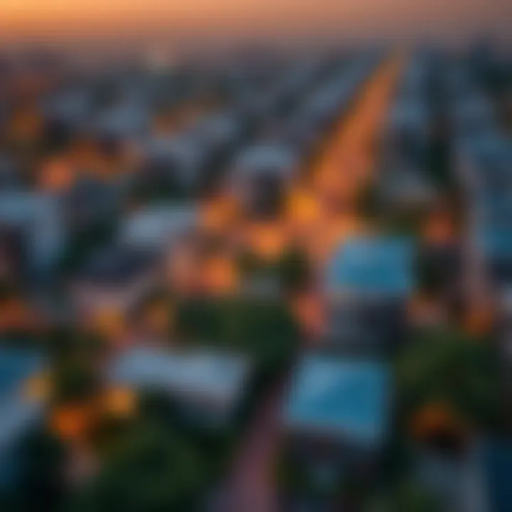 Vibrant Neighborhoods in Dubai Aerial view of a vibrant Dubai neighborhood highlighting its amenities