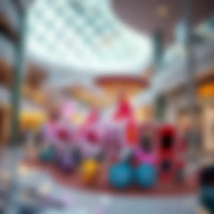 Entertainment zone with attractions in a modern mall