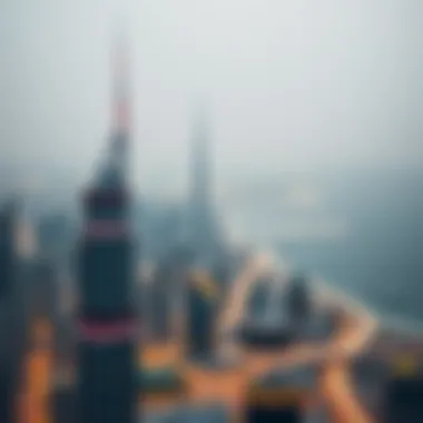 Overview of Dubai skyline highlighting Afamia Tower 2's location