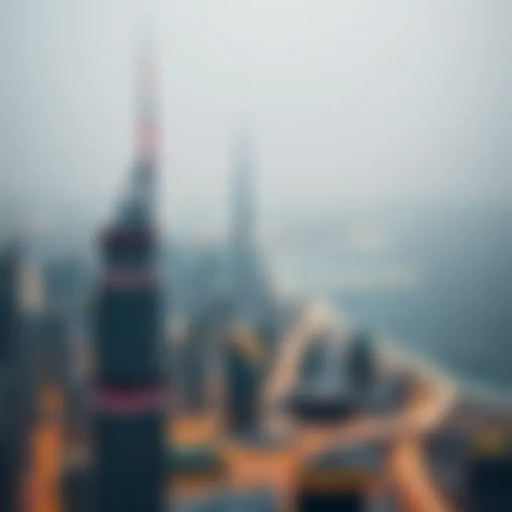 Overview of Dubai skyline highlighting Afamia Tower 2's location