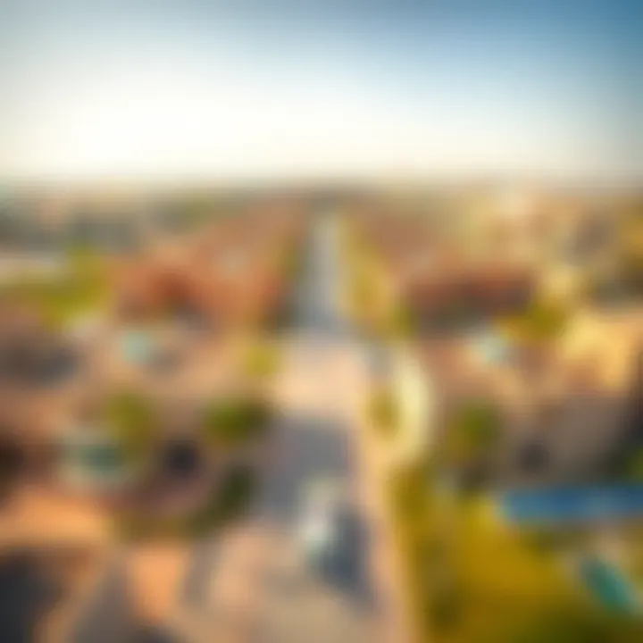 Aerial view of the strategic location of Al-Mubazara Green Chalets in Dubai