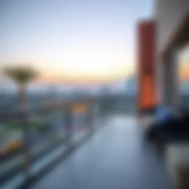 Scenic View from Balcony of Al Waleed Holiday Homes Scenic view from a balcony overlooking Dubai skyline