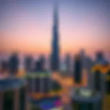 Burj Khalifa - Iconic Landmark of Dubai Skyline view of Burj Khalifa at dusk