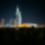 Stunning view of برج الدانة illuminated at night