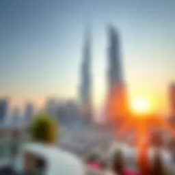 Stunning view of Burj Mansur showcasing its architectural brilliance against the Dubai skyline