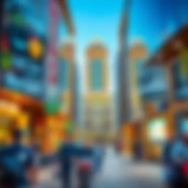 Commercial spaces in برجman bustling with activity