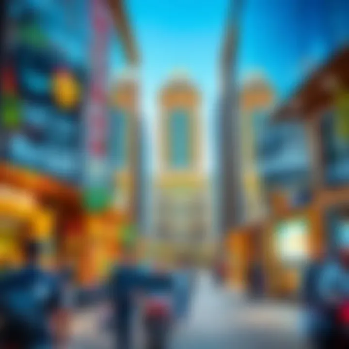 Commercial spaces in برجman bustling with activity