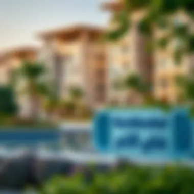 Modern residential buildings in برجمان with lush greenery