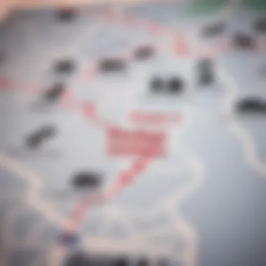 Map highlighting various free zones in Dubai