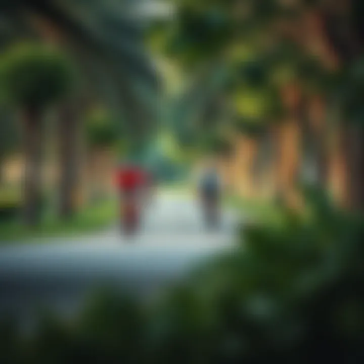 Cyclists in Park Setting Cyclists enjoying a ride in a park setting