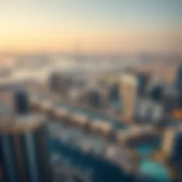 Aerial view of DMCC JLT showcasing the skyline