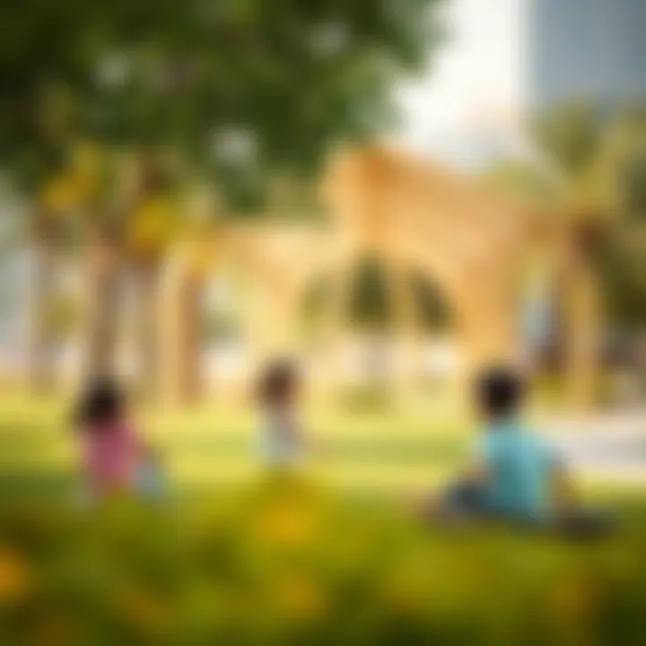 Families enjoying recreational activities in a vibrant Dubai park.