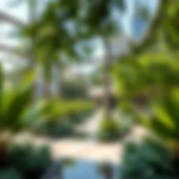 Lush greenery in a Dubai park showcasing urban planning.