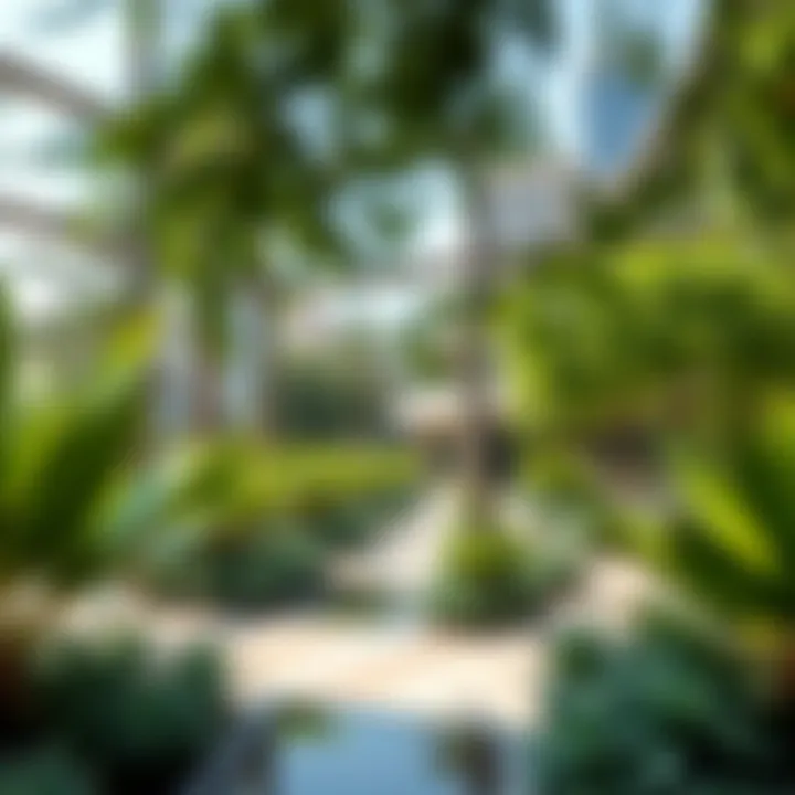 Lush greenery in a Dubai park showcasing urban planning.