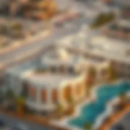 Aerial view of Manazil Al Raffa showcasing its unique architecture