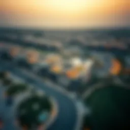 Aerial view of Mohammed Bin Rashid City District One showcasing its luxurious villas
