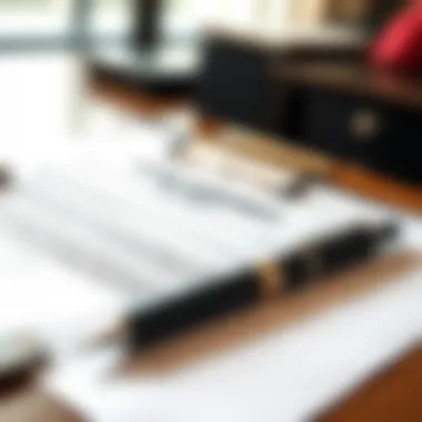 A detailed lease agreement document on a desk with a pen