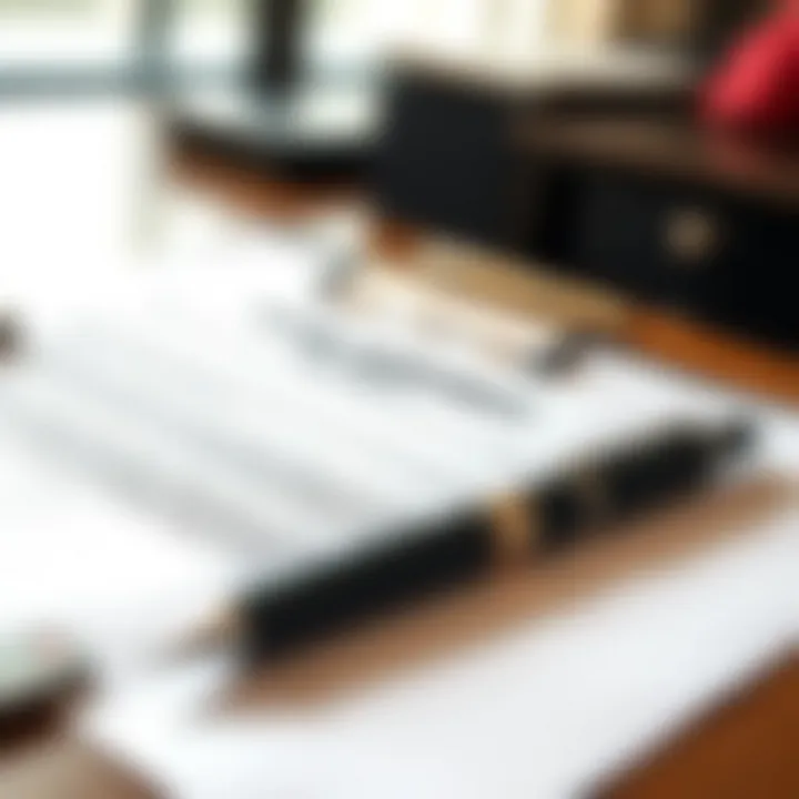 A detailed lease agreement document on a desk with a pen