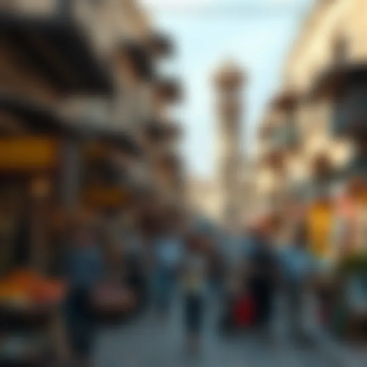 The Bustling Historical Marketplace Historical marketplace bustling with vendors and shoppers