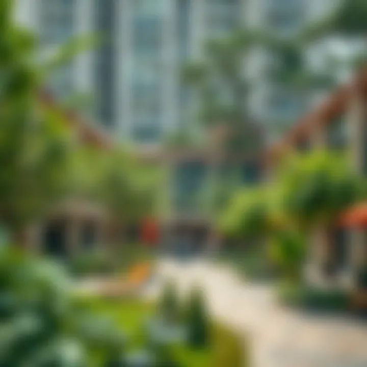 Vibrant community area in the China Cluster with lush greenery