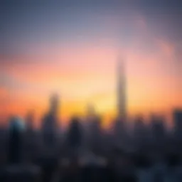 Luxurious skyline of Dubai at sunset