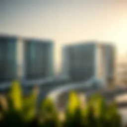 Panoramic view of Radisson Yas Island showcasing its modern architecture