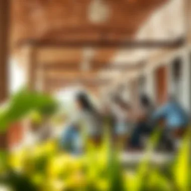 Community lifestyle scene depicting vibrant interactions in River Land.