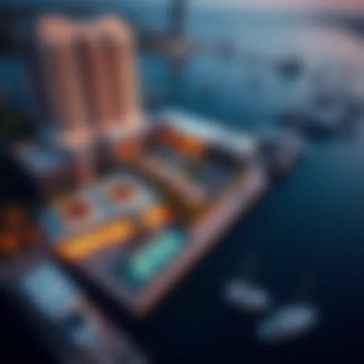 Aerial view of Rove Marina showcasing its architectural design
