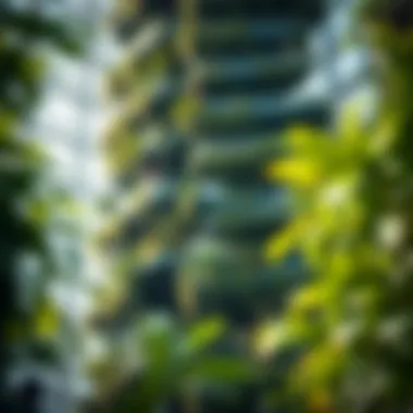 Diverse Plants in a Garden Tower Diverse plants thriving within a garden tower, emphasizing ecological impact