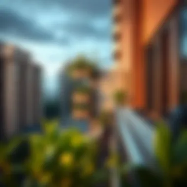 Garden Tower on Urban Balcony Urban setting featuring a garden tower integrated into a balcony