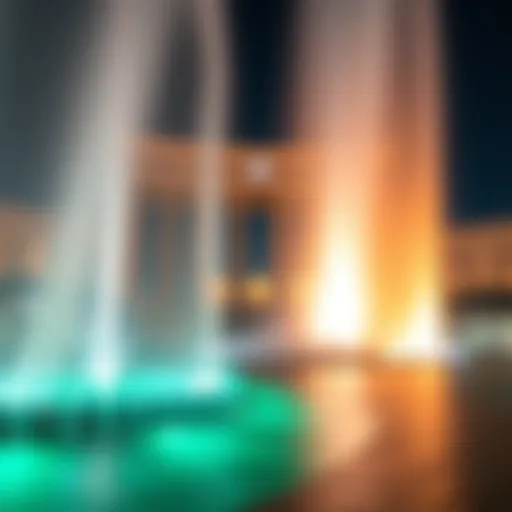 Majestic view of the Dubai Fountain illuminated at night